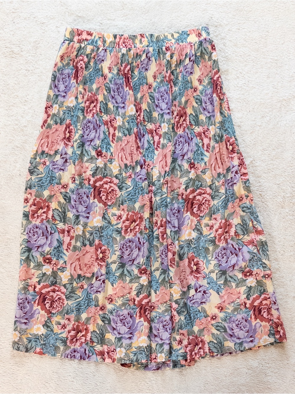 Vintage Sag Harbor Floral Pleated Midi Skirt Size Large Cottagecore - Picture 9 of 10